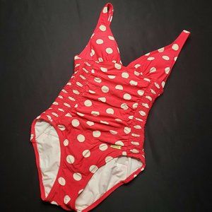 DKNY Swimwear One Piece 4 Red White Polka Dot